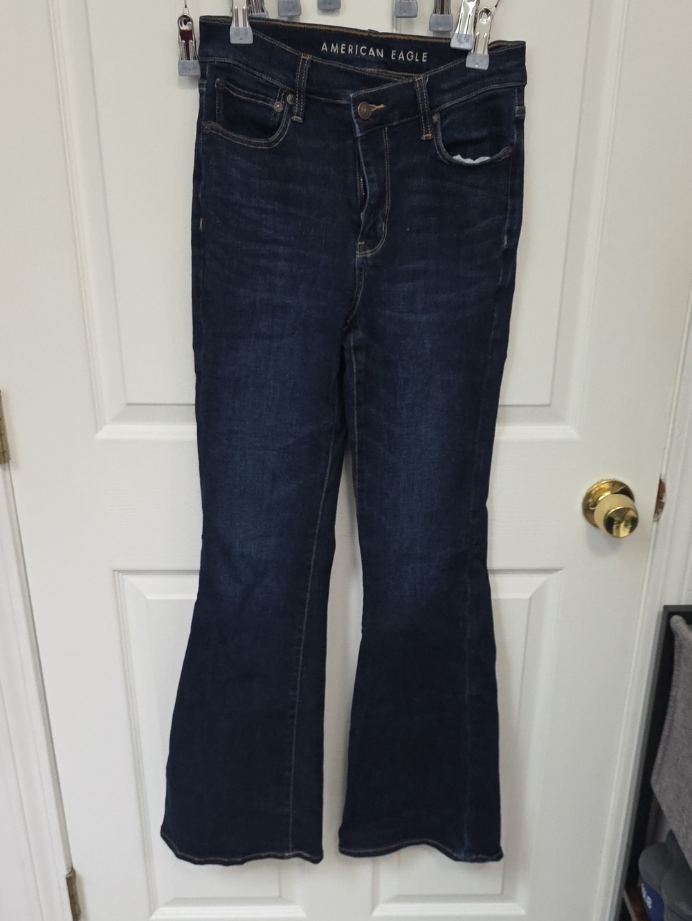 American Eagle Outfitters Super High Rise Dark Blue Flare Jeans